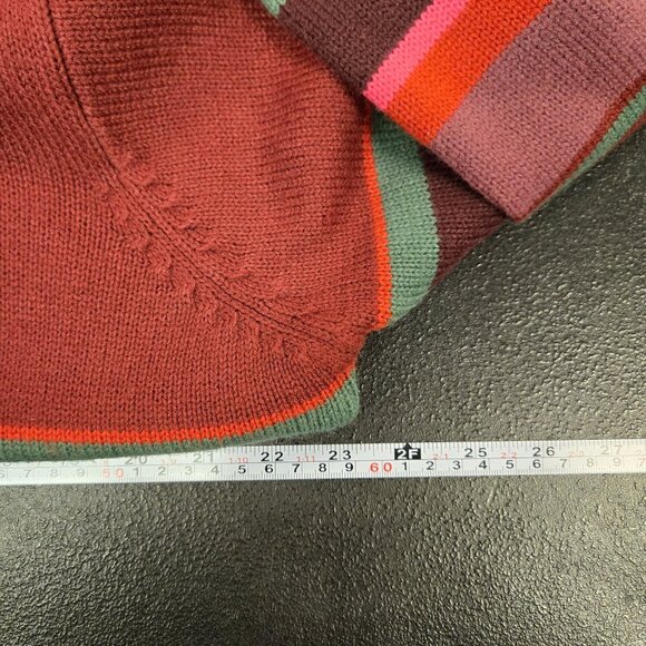 Vintage XL Embroidered Floral Striped Sweater Cozy Artsy Quirky Burgundy - Picture 6 of 7